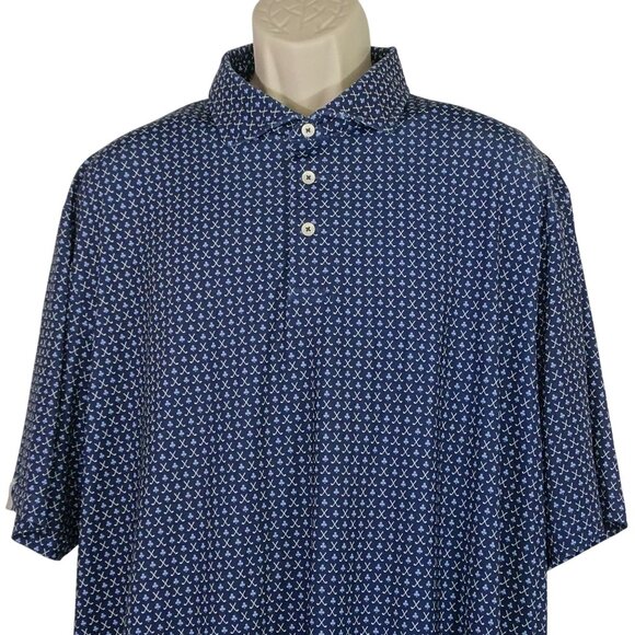 Ralph Lauren RLX Polo Shirt Men Size  XXL Blue Golf Club Print Moisture-Wicking - Picture 2 of 14